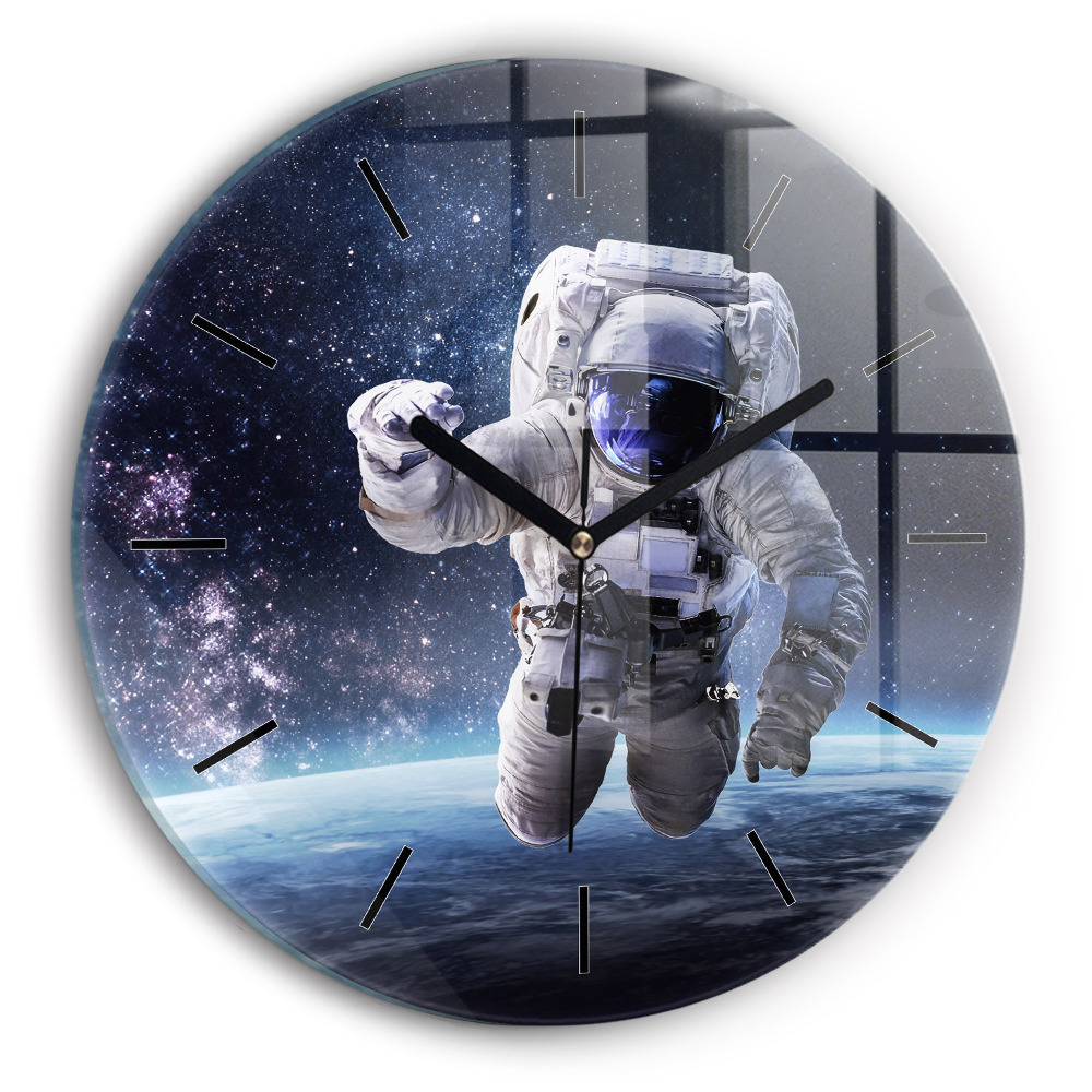 Astronaute au-dessus du sol Horloge ronde murale