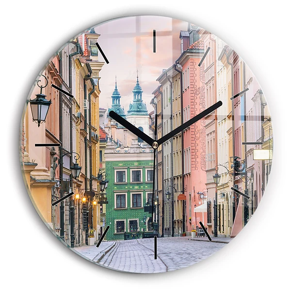 Vieille ville de Varsovie Horloge ronde en verre
