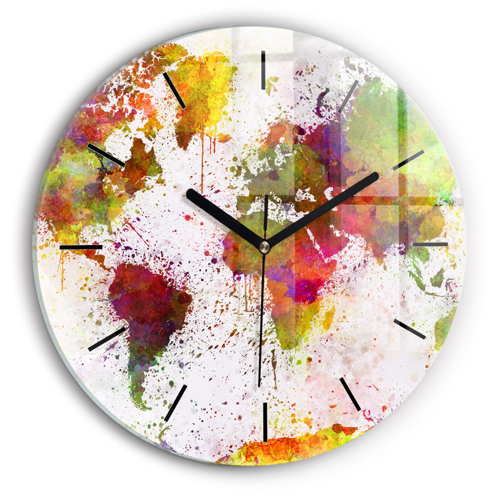Carte du monde en aquarelle Horloge ronde
