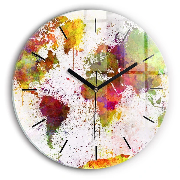 Carte du monde en aquarelle Horloge ronde