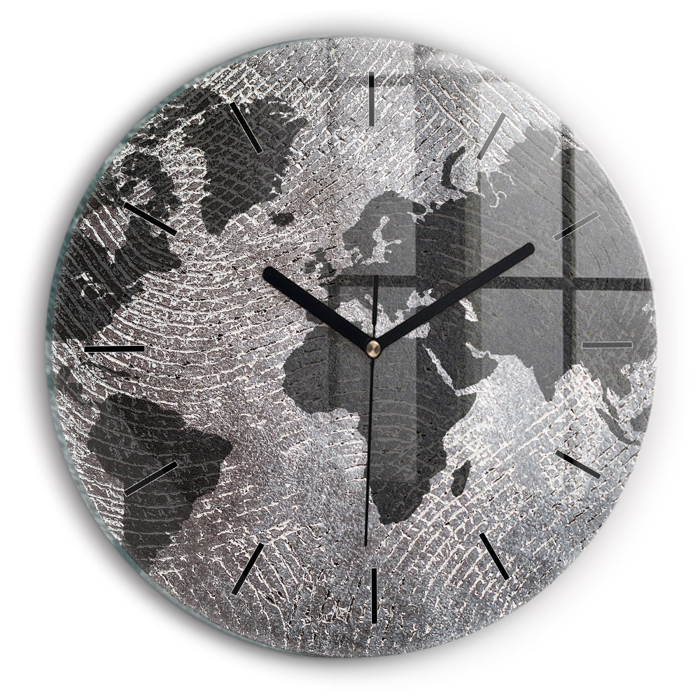 Carte du monde en béton Horloge ronde murale