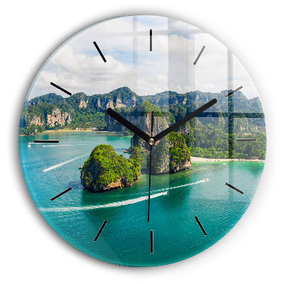 Île en Thaïlande Horloge ronde en verre