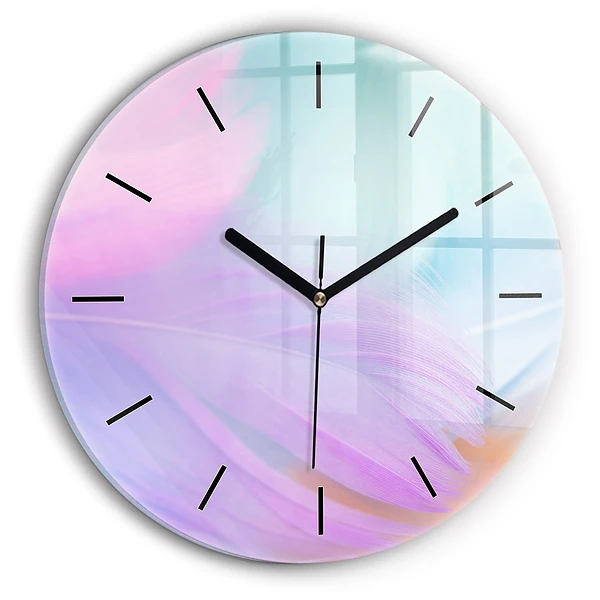 Plumes colorées Horloge ronde