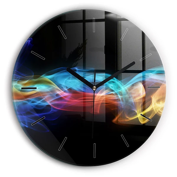 Lignes abstraites colorées Horloge ronde en verre