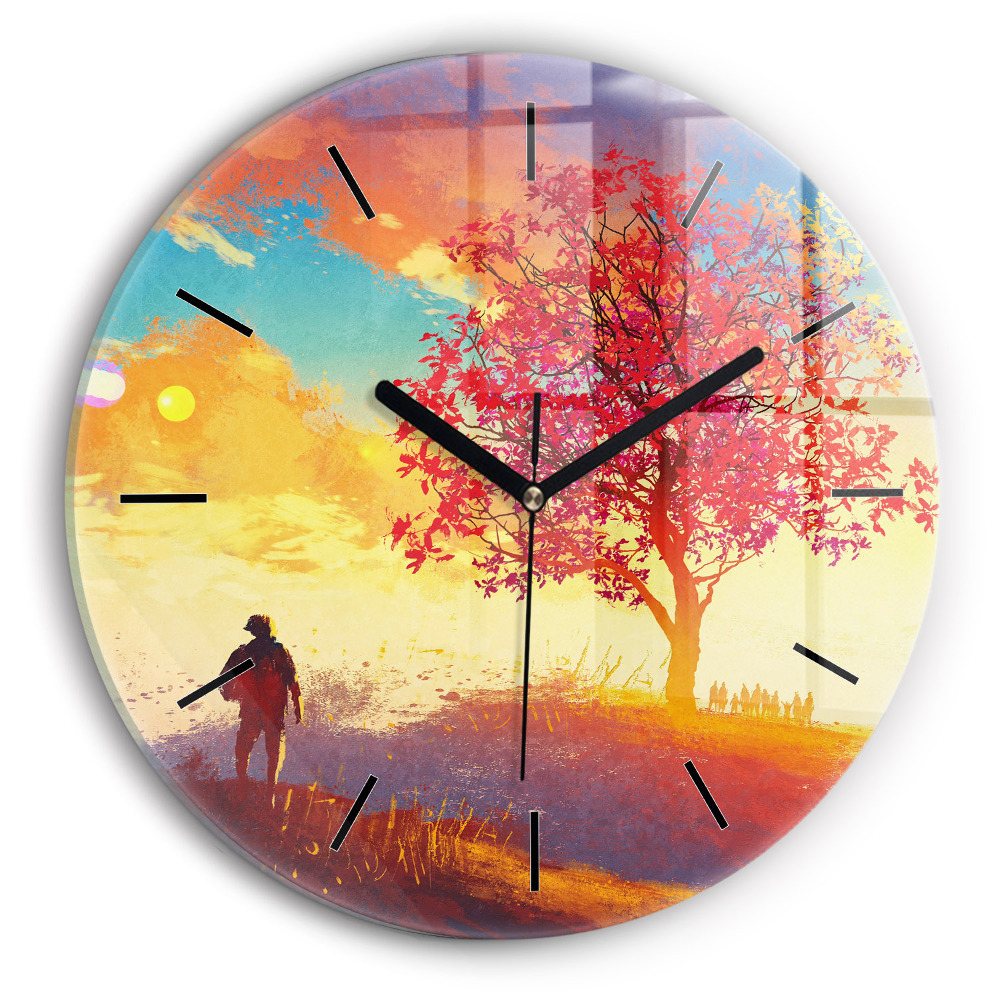 Paysage d'automne Horloge ronde