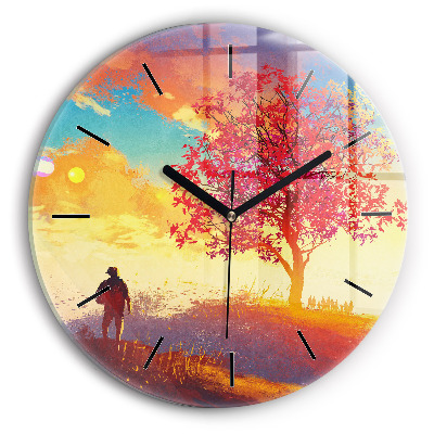 Paysage d'automne Horloge ronde