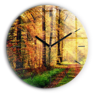 Paysage forestier d'automne Horloge ronde murale