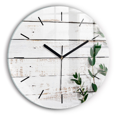 Planches en bois clair Horloge ronde en verre