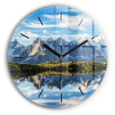 Vallée de Chamonix, Alpes Horloge ronde en verre