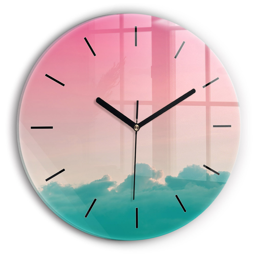 Gradient de ciel et de montagne Horloge ronde en verre