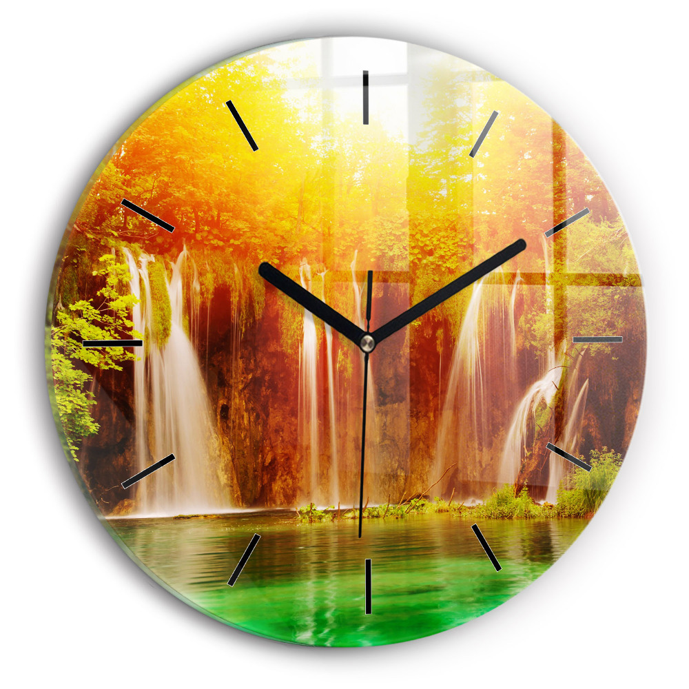 Vue d'une cascade Horloge ronde murale