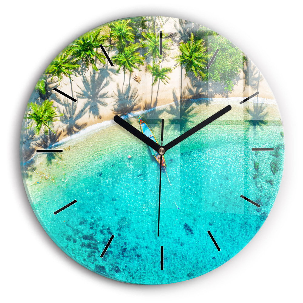 Plage tropicale de Koh Tao Pendule murale ronde