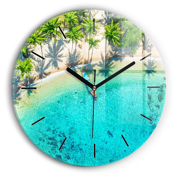 Plage tropicale de Koh Tao Pendule murale ronde