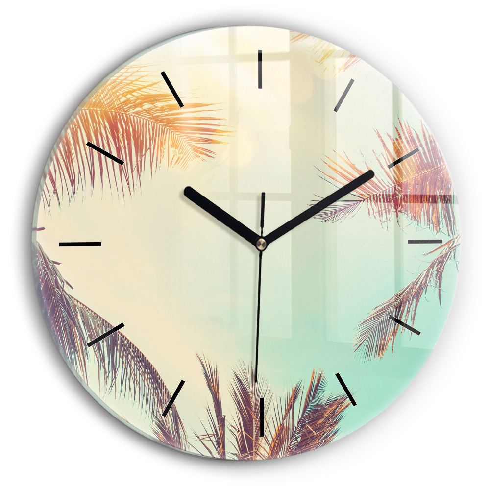 Palmiers tropicaux Horloge ronde murale