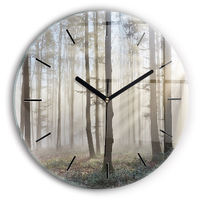 Forêt dans la brume Horloge ronde