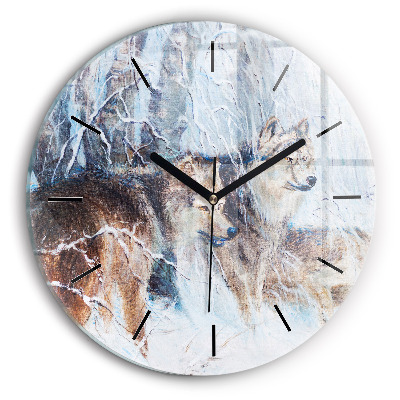 Loups dans la forêt Horloge ronde murale