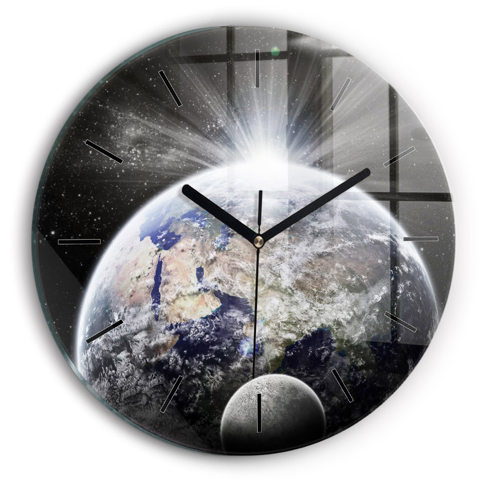 Terre Lune Soleil Horloge ronde murale