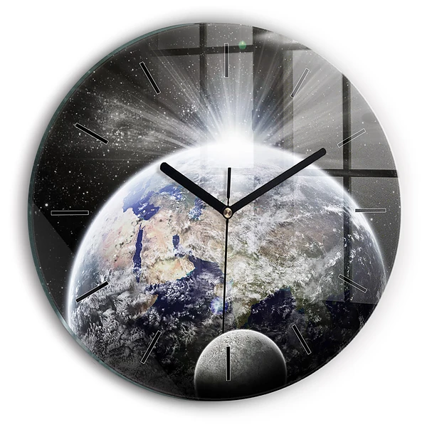 Terre Lune Soleil Horloge ronde murale