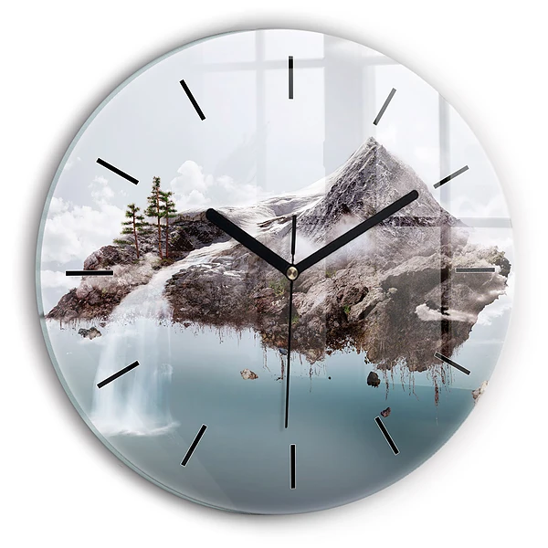 Île volante et chute d'eau Horloge ronde