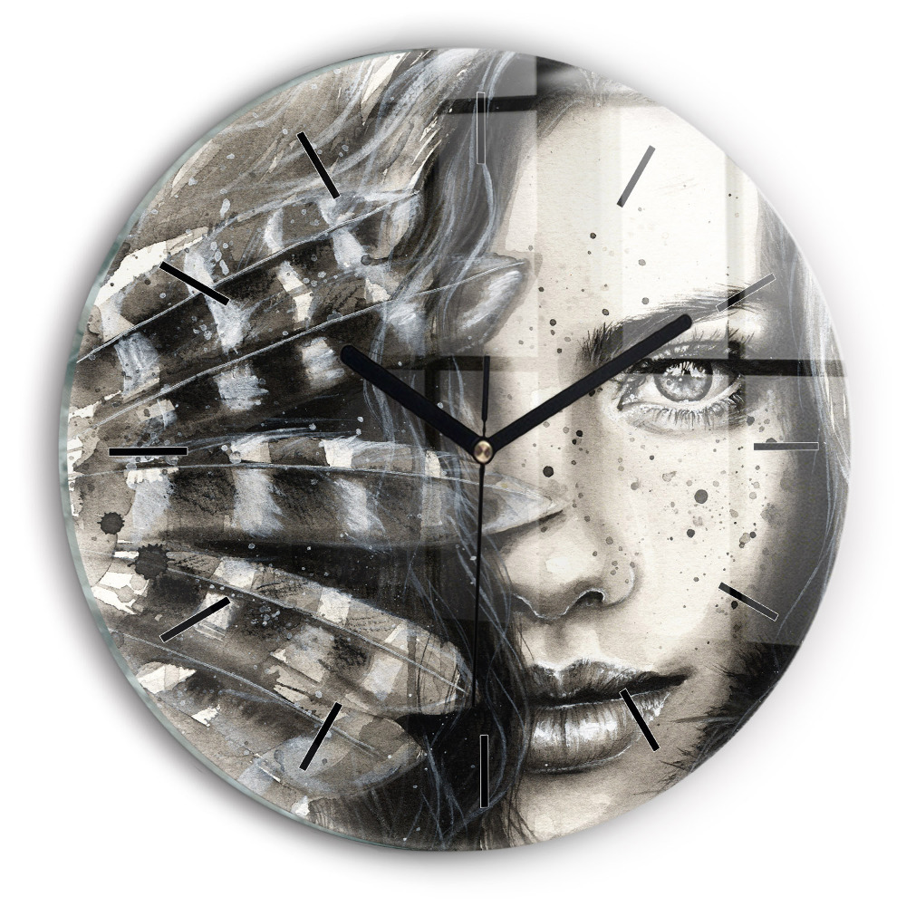 Portrait peint Horloge ronde murale