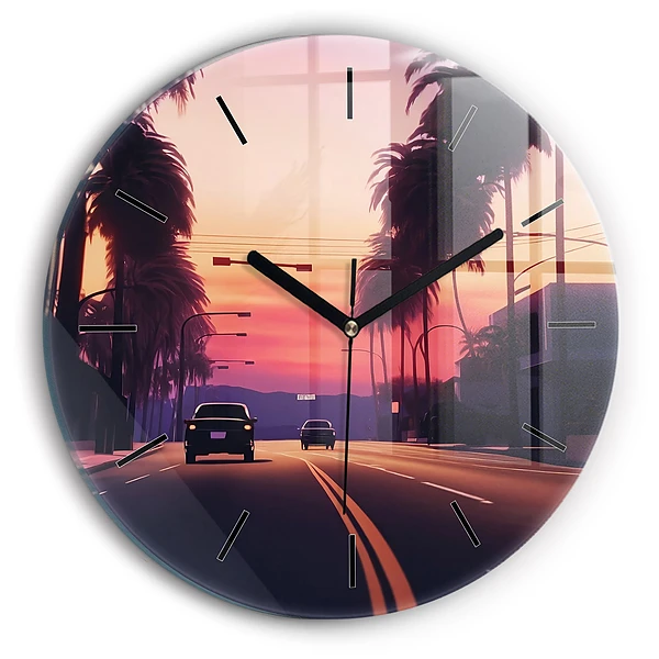 Coucher de soleil à Los Angeles Horloge ronde