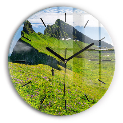 Réserve naturelle de Hornstrandir, Islande Pendule murale ronde