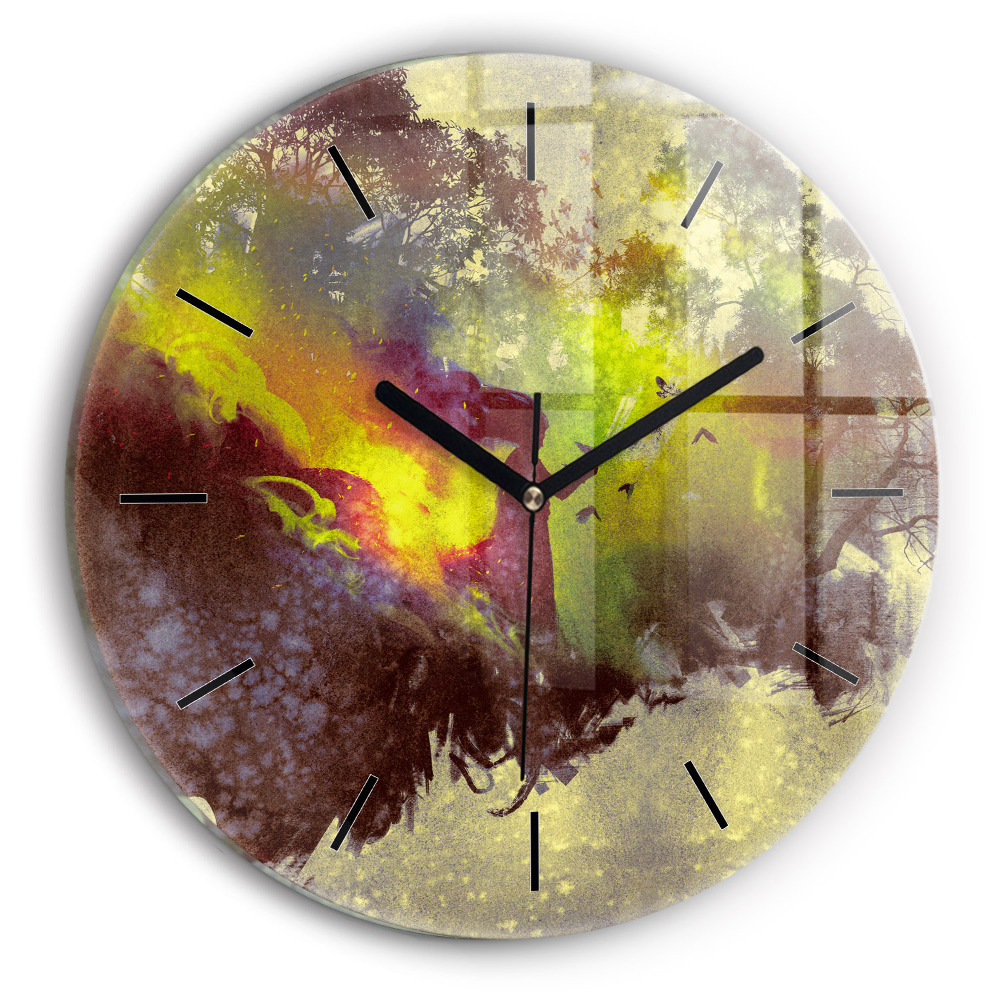 Femme dans la forêt Horloge ronde murale