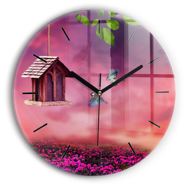 Maison d'oiseau Horloge ronde murale