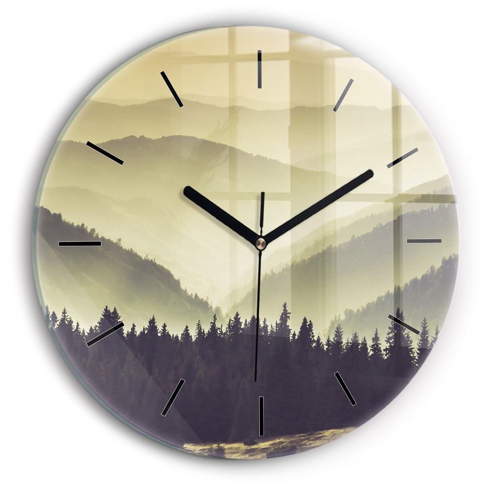 Pente de montagne brumeuse Horloge ronde murale