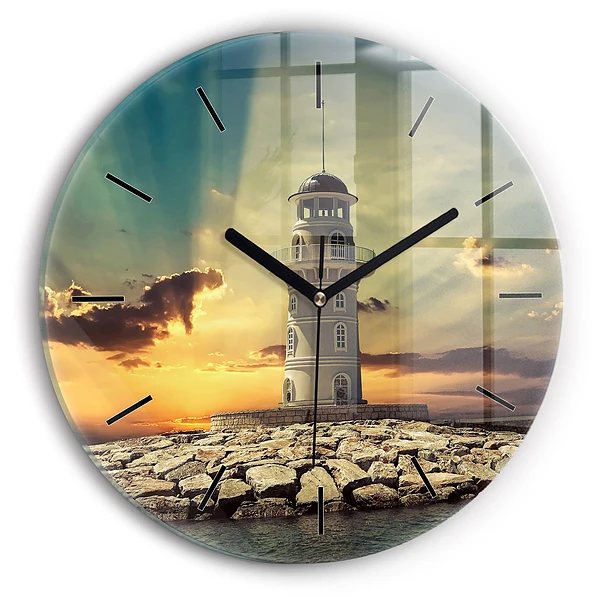 Phare sur l'eau Pendule murale ronde