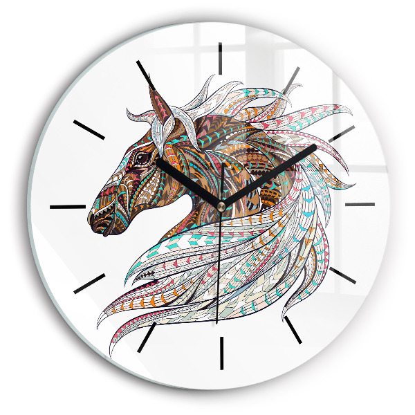 Illustration d'un cheval Horloge ronde en verre