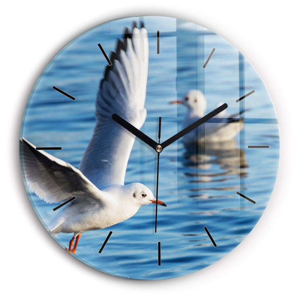 Mouettes à Gdynia Horloge ronde murale