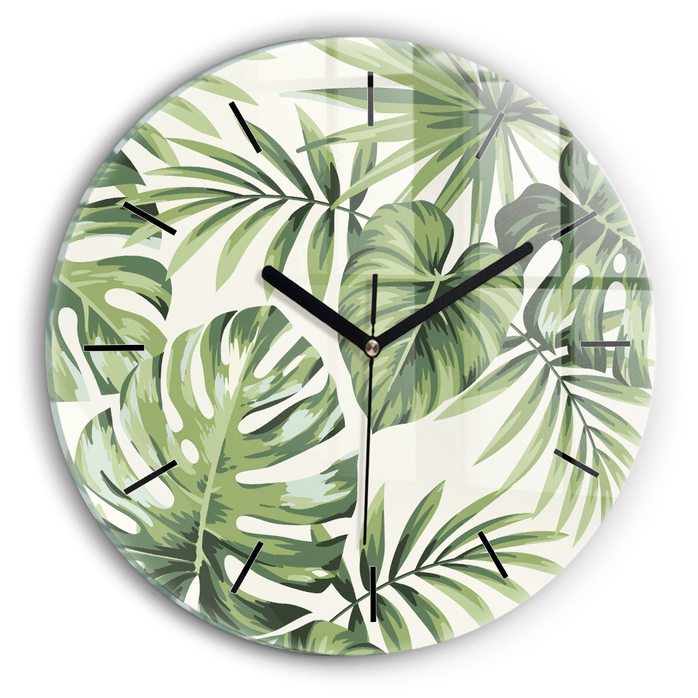 Motif tropical Horloge ronde en verre