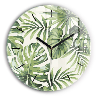 Motif tropical Horloge ronde en verre