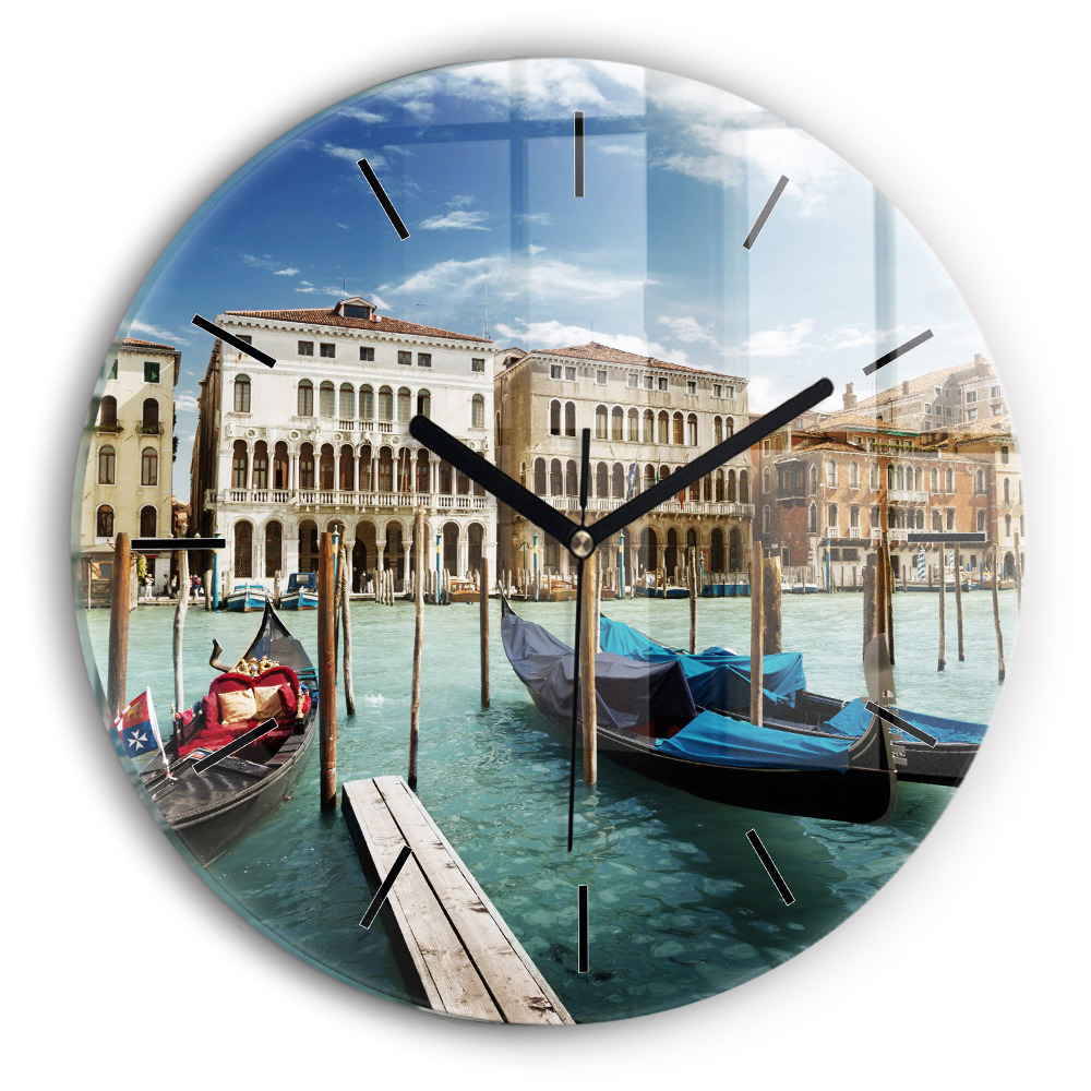 Gondoles Venise Italie Pendule murale ronde