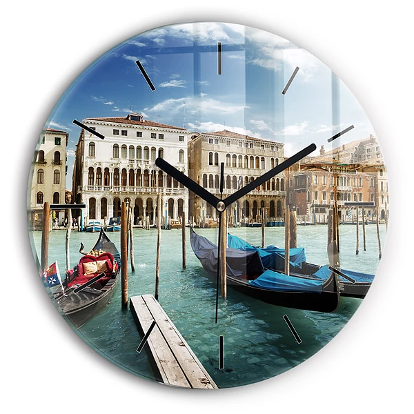 Gondoles Venise Italie Pendule murale ronde