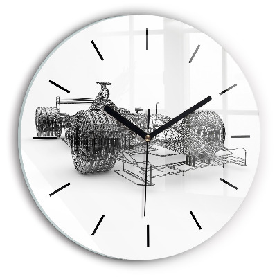 Structure d'une voiture de F1 Horloge ronde en verre