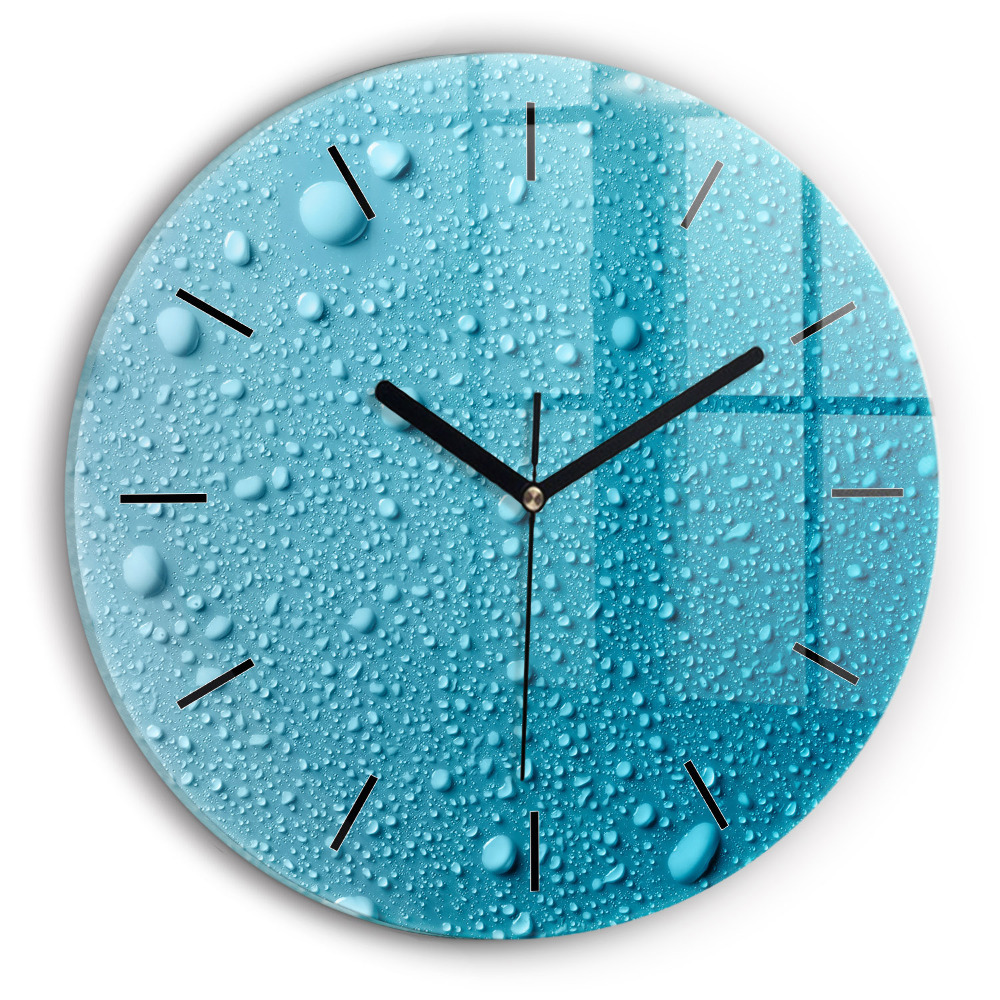 Gouttes d'eau sur verre Pendule murale ronde