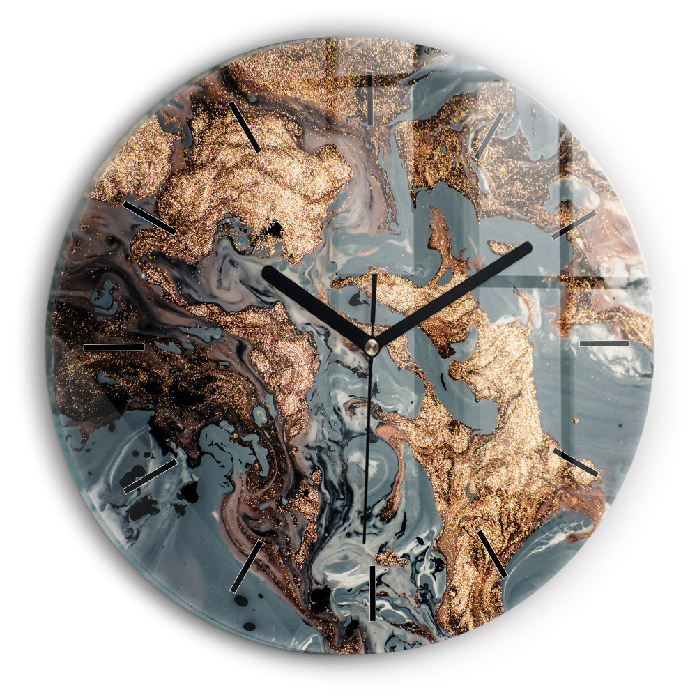 Marbre or abstrait Horloge ronde
