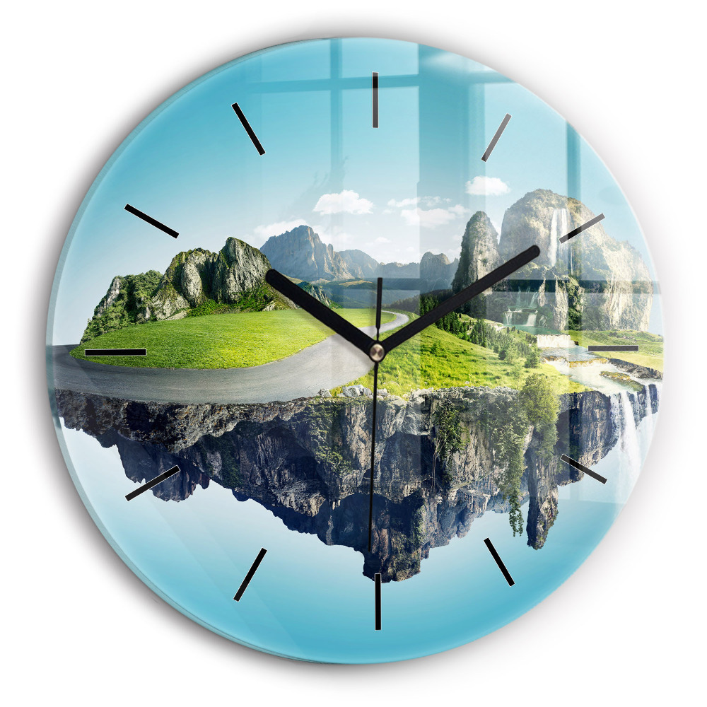 Île volante Horloge ronde en verre