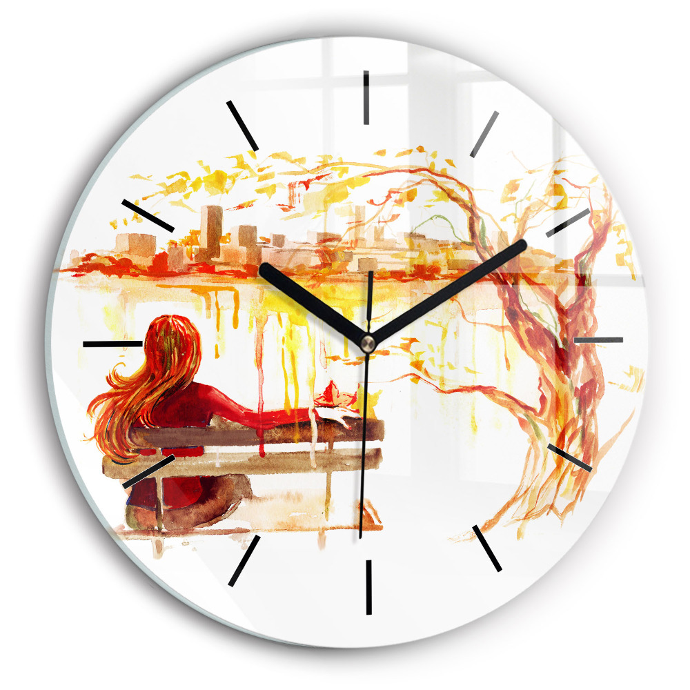 Paysage d'automne Horloge ronde murale
