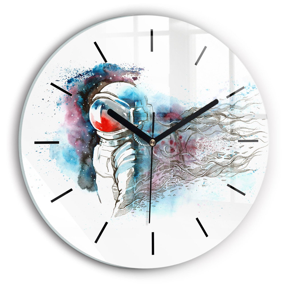 Astronaute abstrait Horloge ronde murale