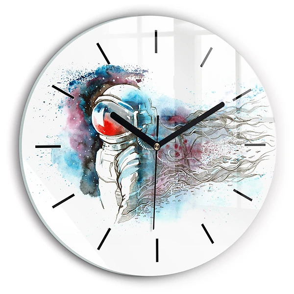 Astronaute abstrait Horloge ronde murale