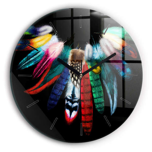 Plumes colorées d'un oiseau Pendule murale ronde