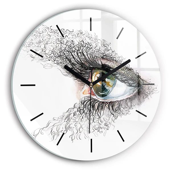 Dessin d'un oeil humain Pendule murale ronde