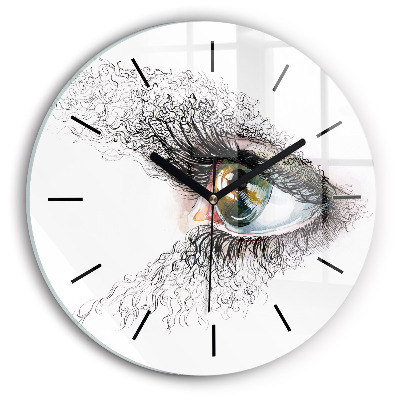 Dessin d'un oeil humain Pendule murale ronde