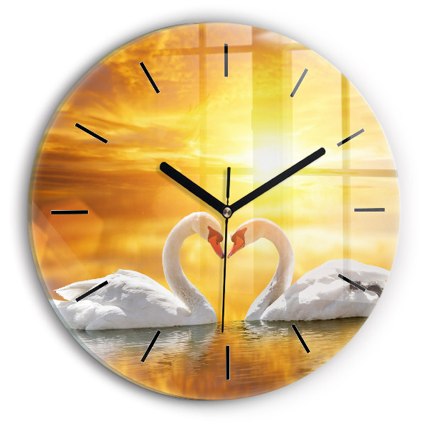 Cygnes amoureux Pendule murale ronde