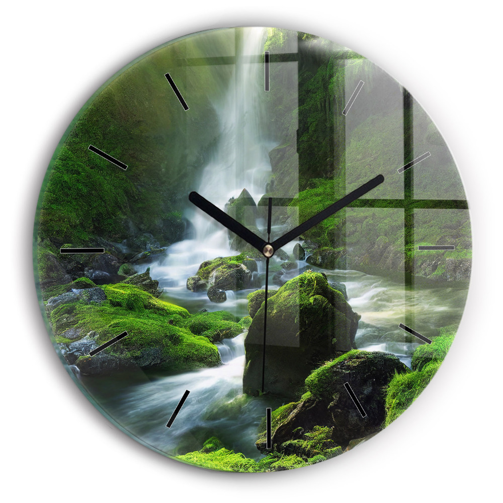 Cascade et rochers Horloge ronde murale