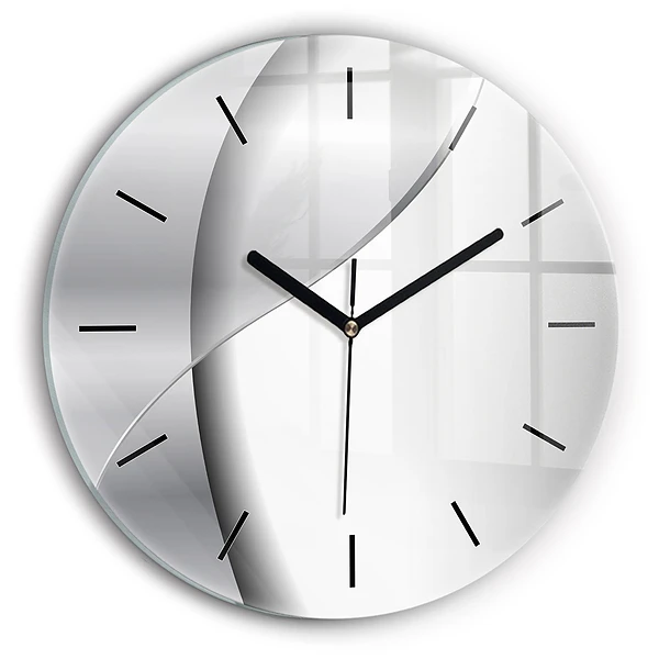 Abstraction argentée Horloge ronde en verre