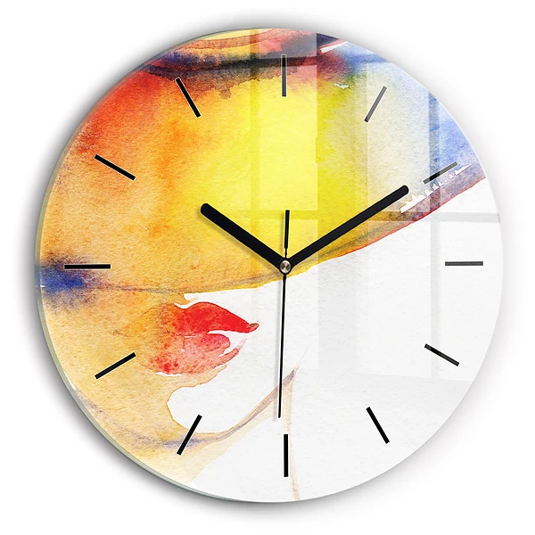 Femme avec un chapeau Horloge ronde